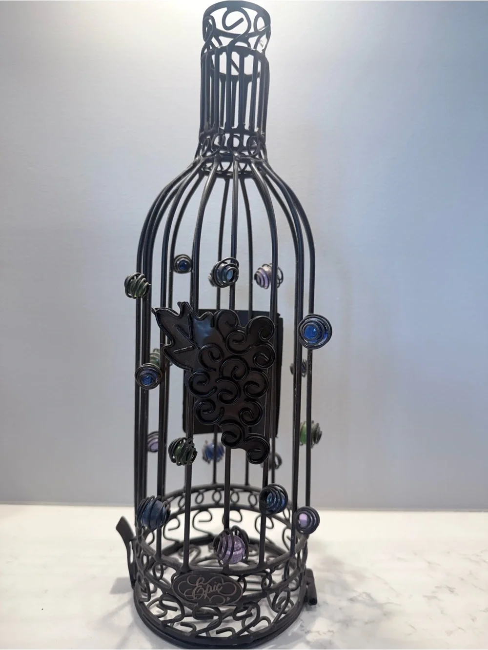 Silver Wire Bottle Cork Holder with Decorative Beads